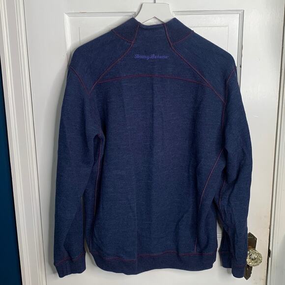 Tommy Bahama Men’s Reversible 1/4 Zip Navy Plum Pullover Sweater M-019 Sz L - Picture 10 of 11